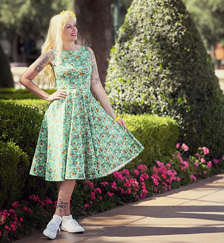 pretty retro dress Retro Vintage Style The Pretty Dress Company Coral Swing Dress w/ Bow Shoulder